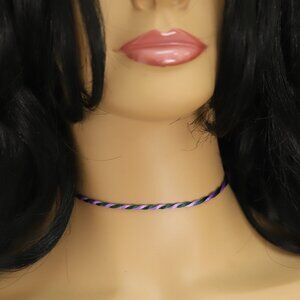 Purple Green Thread Necklace Choker Adjustable Length Twisted Design Chokers (#9